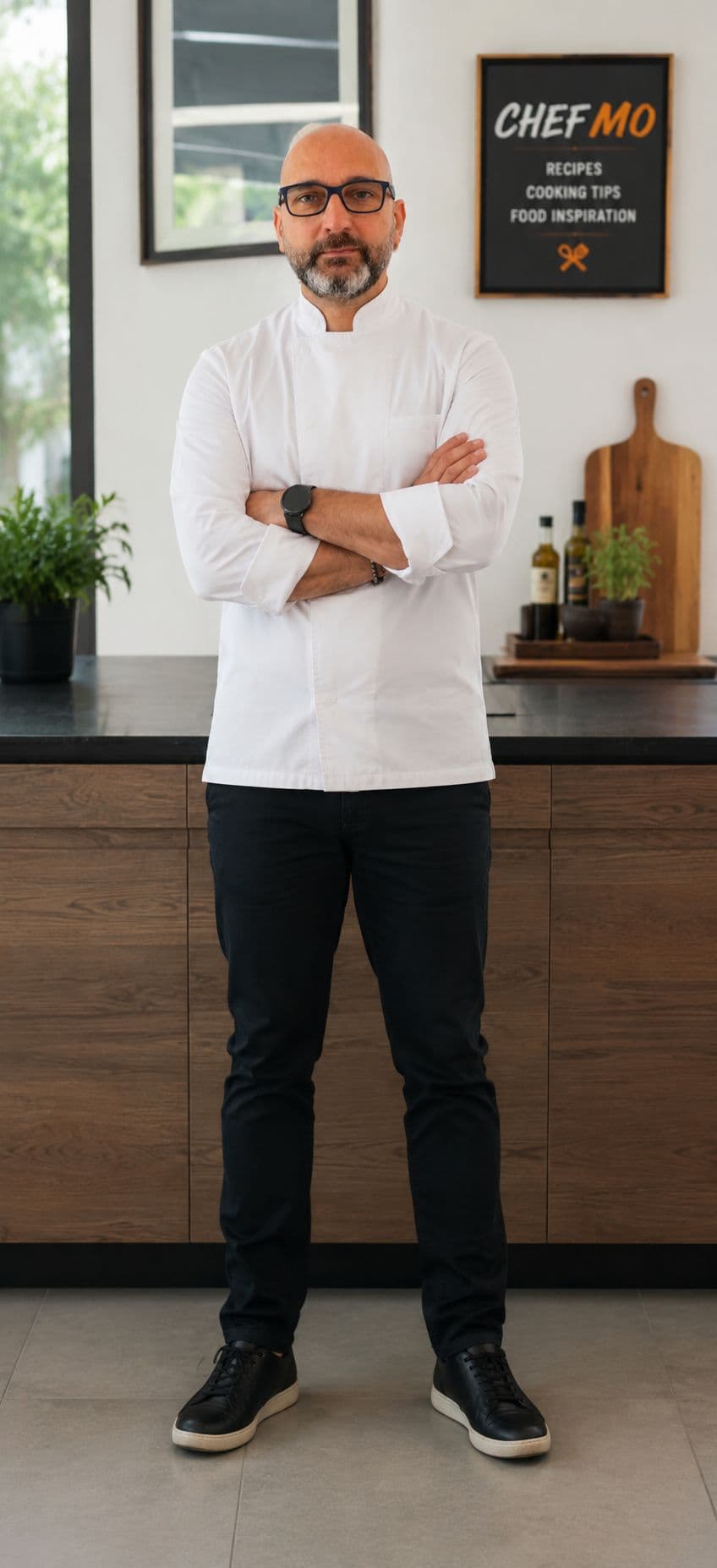 Chef Mo preparing food in his kitchen